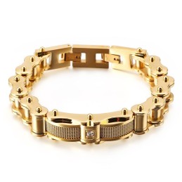 Rock Biker Chain Titanium Herrearmbånd Med Diamant