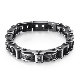 Rock Biker Chain Titanium Herrearmbånd Med Diamant