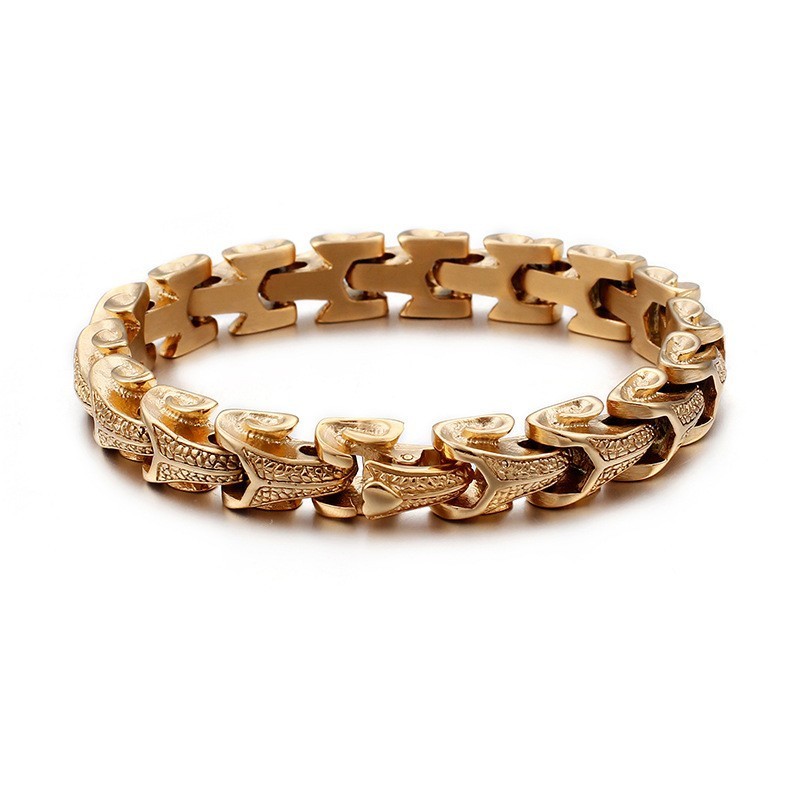 Titanium Mode Smykker Drageskælsmønster Cool Mandlig Armbånd Vintage Forsølvet Kølarmbånd