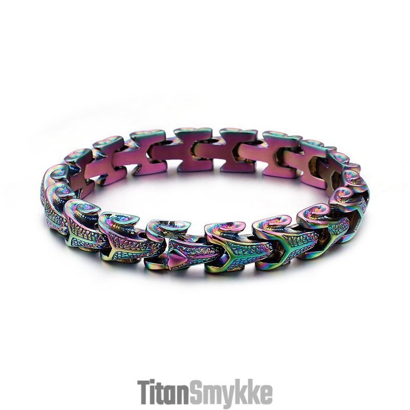 Titanium Modesmykker Drageskala Cool Herrearmbånd Vintage Sølvbelagt Kølarmbånd