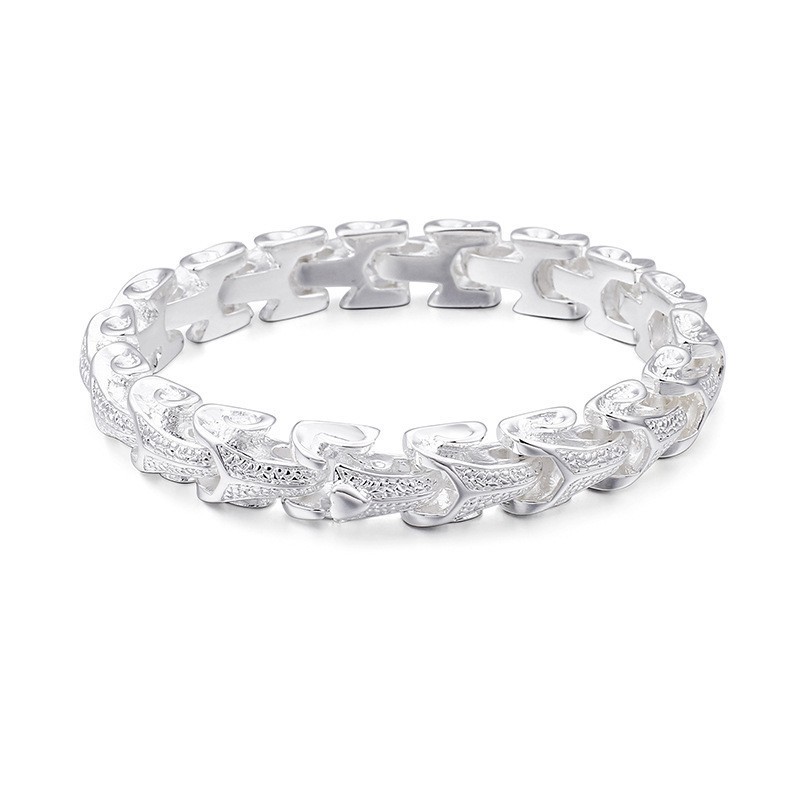 Titanium Modesmykker Drageskæl Cool Herrearmbånd Vintage Sølvbelagt Kølarmbånd