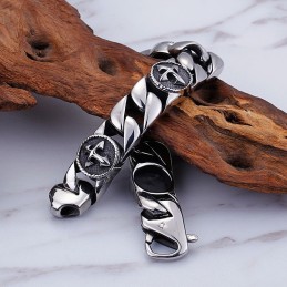 Vintage Chic Style Rundt Skilt Kors Titanium Armbånd Til Mænd