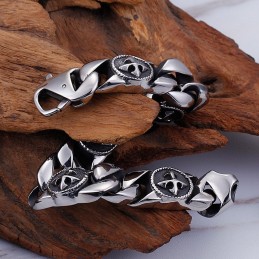 Vintage Chic Style Rundt Skilt Kors Titanium Armbånd Til Mænd