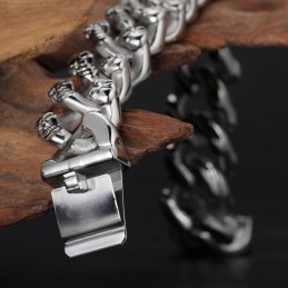 Moderigtigt Dobbelt Rækket Kranium Titanium Armbånd Til Mænd