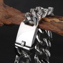 Moderigtigt Dobbelt Rækket Kranium Titanium Armbånd Til Mænd