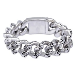 Moderigtigt Dobbelt Rækket Kranium Titanium Armbånd Til Mænd