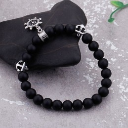 Vintage Anchor Sailor Rudder Titanium Herrearmbånd Med Perler