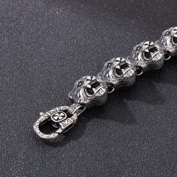 Cool Fashion Tiger Head Cross Flower Clasp Titanium Armbånd Til Mænd