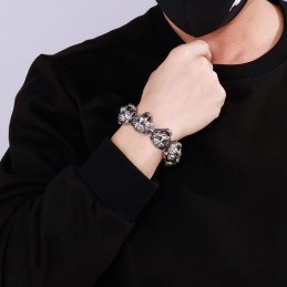Cool Fashion Tiger Head Cross Flower Clasp Titanium Armbånd Til Mænd