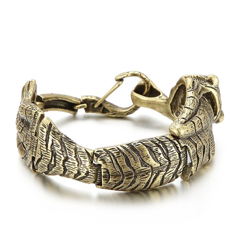 Vintage Cool Antik Guld Tiger Titanium Armbånd Til Mænd