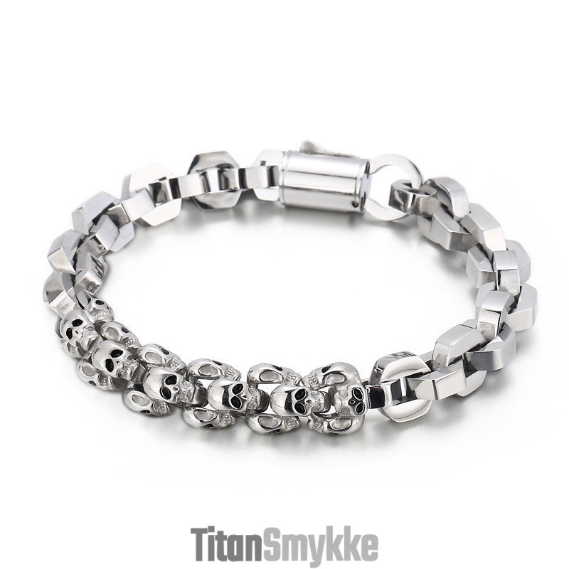 Splejset Kranium Polygonal Titanium Armbånd Til Mænd