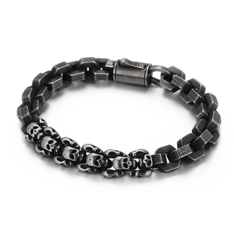 Splejset Kranium Polygonal Titanium Armbånd Til Mænd Splejset Kranium Polygonal Titanium Armbånd Til Mænd