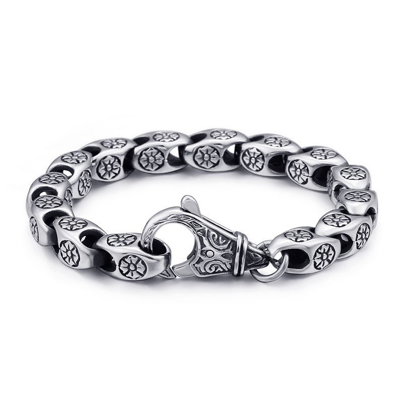 Titanium Retro Smykker Cool Blomster Hollow Chic Titanium Armbånd Til Mænd