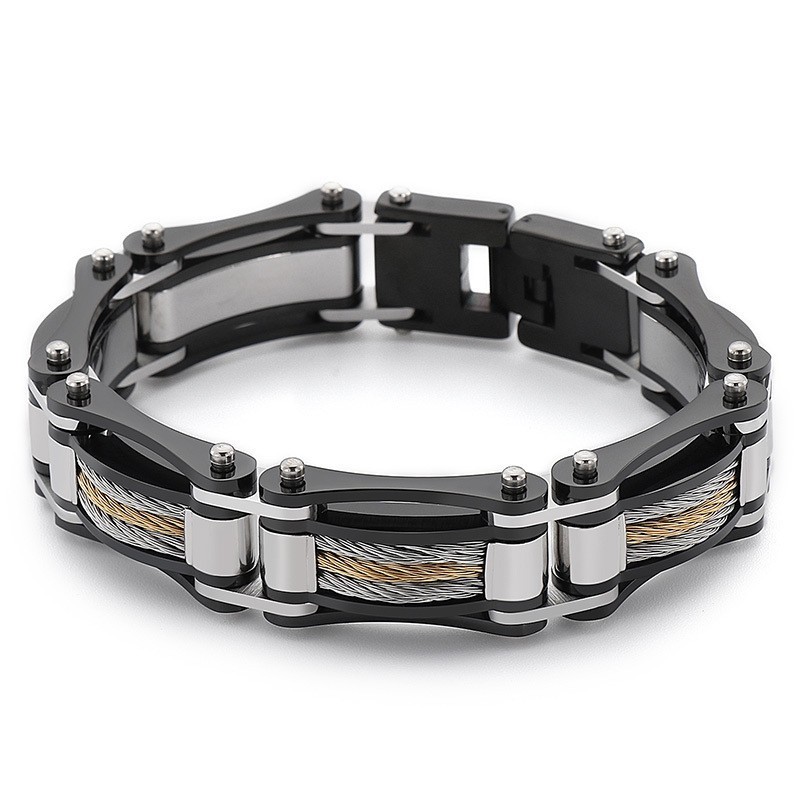 Rock Hip-Hop Twist Chain Titanium Bikerarmbånd Til Herrer