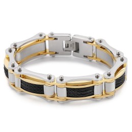 Rock Hip-Hop Twist Chain Titanium Bikerarmbånd Til Herrer