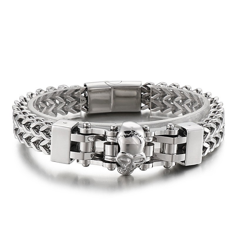 Cool Hip Hop Skull Titanium Armbånd Til Herrer Cool Hip Hop Skull Titanium Armbånd Til Herrer