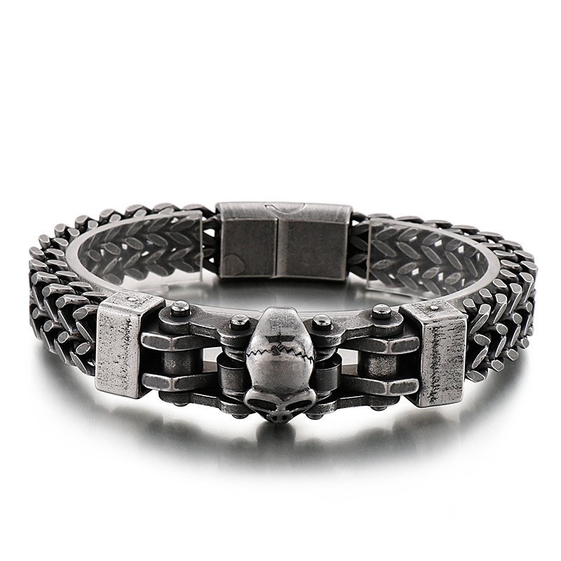 Cool Hip Hop Skull Titanium Armbånd Til Herrer Cool Hip Hop Skull Titanium Armbånd Til Herrer