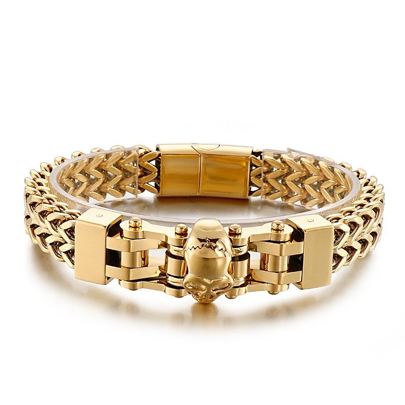 Cool Hip Hop Skull Titanium Armbånd Til Herrer