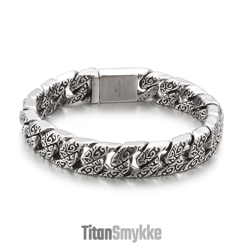 Vintage Nyt Stil Cool Blomster Herre Titanium Armbånd