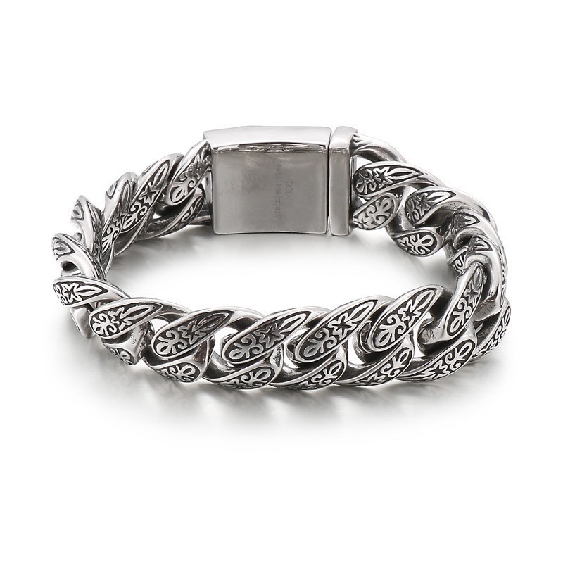 Vintage Nye Smykker Cool Blomst Herre Titanium Armbånd