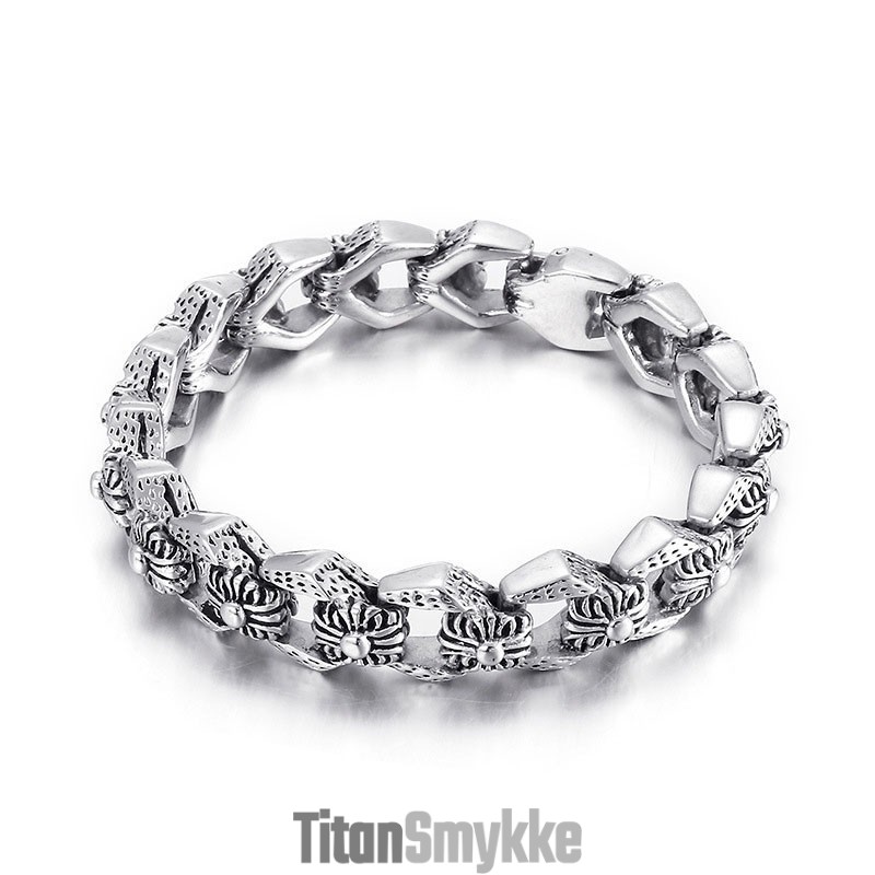 Retro Pop Cool Rock Hip Hop Style Blomster Herre Titanium Armbånd Retro Pop Cool Rock Hip Hop Style Blomster Herre Titanium Armbånd