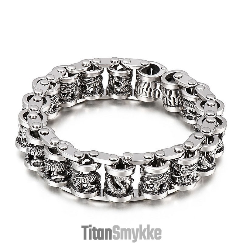 Retro Cool Dragon Cykelkæde Herre Titanium Armbånd Retro Cool Dragon Cykelkæde Herre Titanium Armbånd