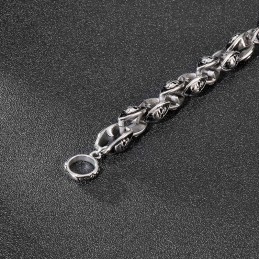 Rock Hip Hop Style Titanium Smykker Cool Dobbelt Kranie Herre Titanium Armbånd