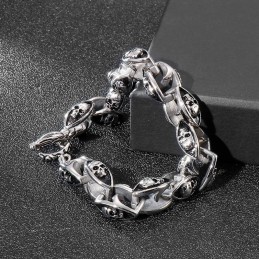 Rock Hip Hop Style Titanium Smykker Cool Dobbelt Kranie Herre Titanium Armbånd