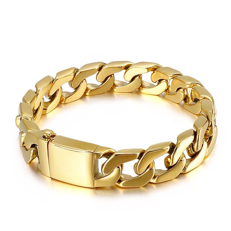 Moderigtigt Hiphop-Armbånd I Bronze Og Titanium Til Mænd Moderigtigt Hiphop-Armbånd I Bronze Og Titanium Til Mænd