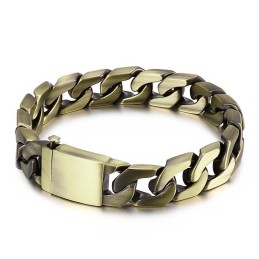 Moderigtigt Hiphop-Armbånd I Bronze Og Titanium Til Mænd