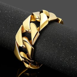 Moderigtigt Guld 31 Mm Bredt Cool Titanium Hiphop Armbånd