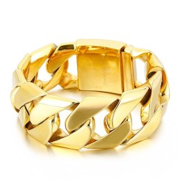 Moderigtigt Guld 31 Mm Bredt Cool Titanium Hiphop Armbånd