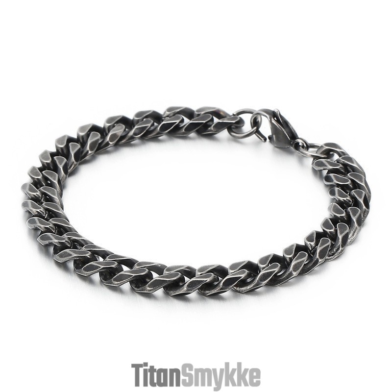 Moderigtigt Herrearmbånd I Titanium Med Flad Børstet Vintage-Design