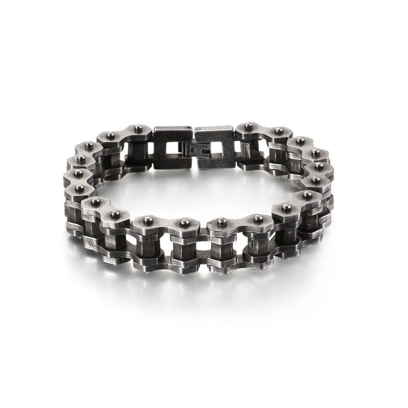 Vintage Biker Chain Rocker Cykelkæde Titanium Armbånd