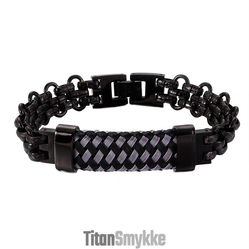 Populært Vintage Titaniumarmbånd Til Mænd Med Bøjet Skilt