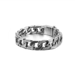 Herrearmbånd I Titanium Med Diamanter Og Overdrevet Hiphop-Stil