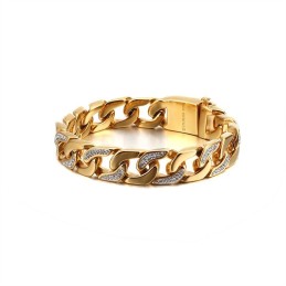 Overdrevet Herrearmbånd I Titanium Med Diamanter I Hiphop-Stil