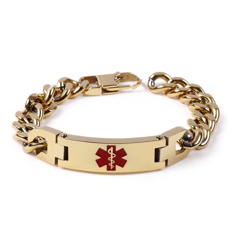 Edition Fashion Curved Brand Red Medical Logo Herrearmbånd Titanium Smykker