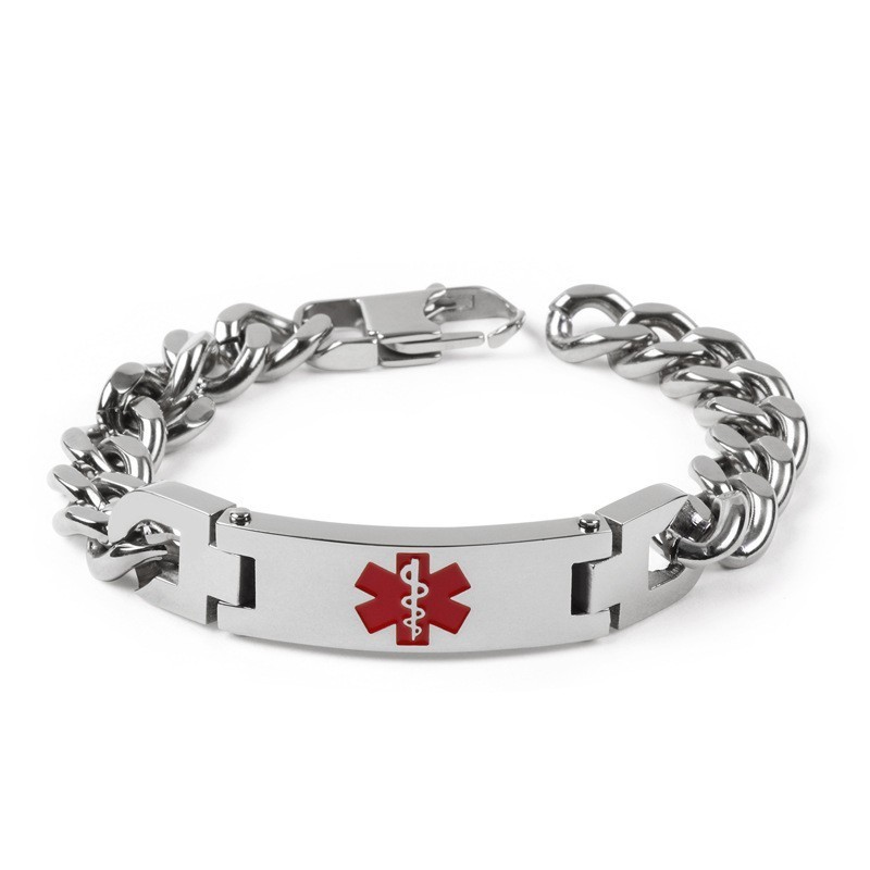 Version Af Fashion Bend Brand Red Medical Logo Herrearmbånd Med Titansmykker
