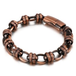 Vintage Bronze Oval Titanium Herrearmbånd