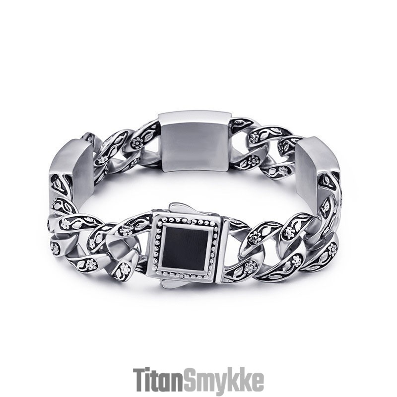 Vintage Mode Hip-Hop-Stil Blomstermønster Med Diamantlås Til Mænd I Titanium