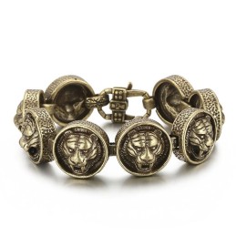 Vintage Tigerhoved Rund Titanium Armbånd Til Mænd