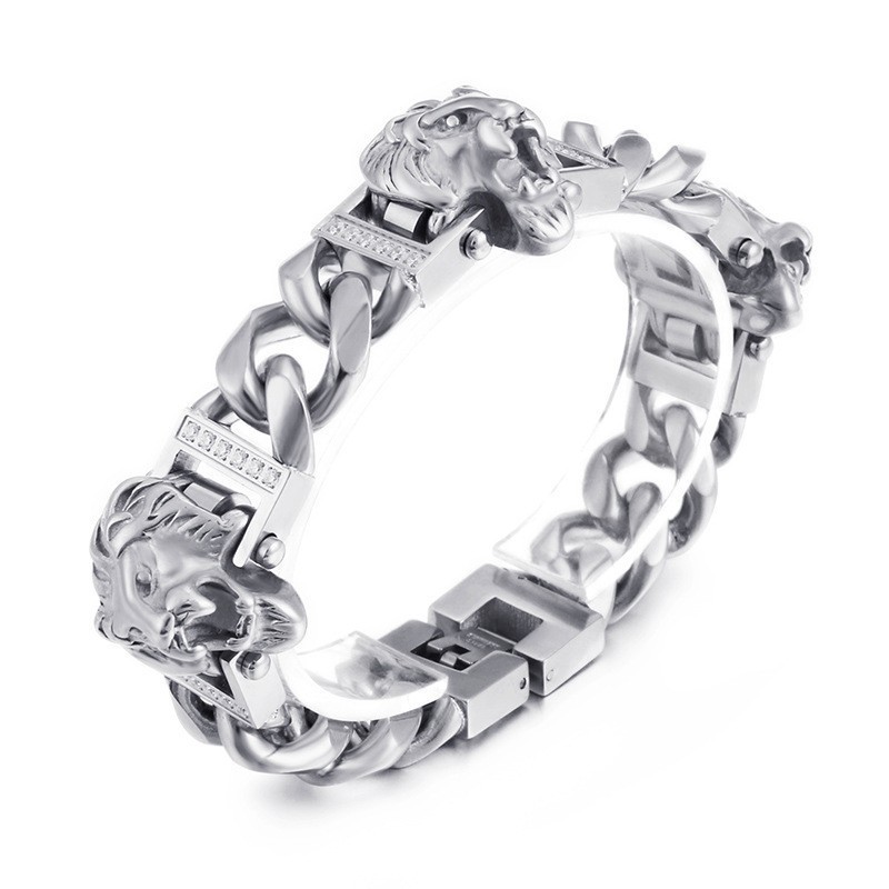 Løvehovedarmbånd Armbånd Armbånd Hiphop Street Dance Mænd Titanium Smykker
