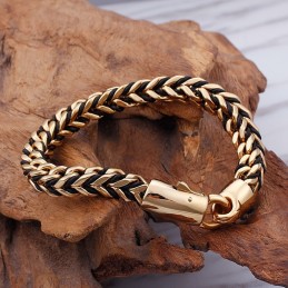 New Wave Retro Læderflettet Reb Titanium Armbånd