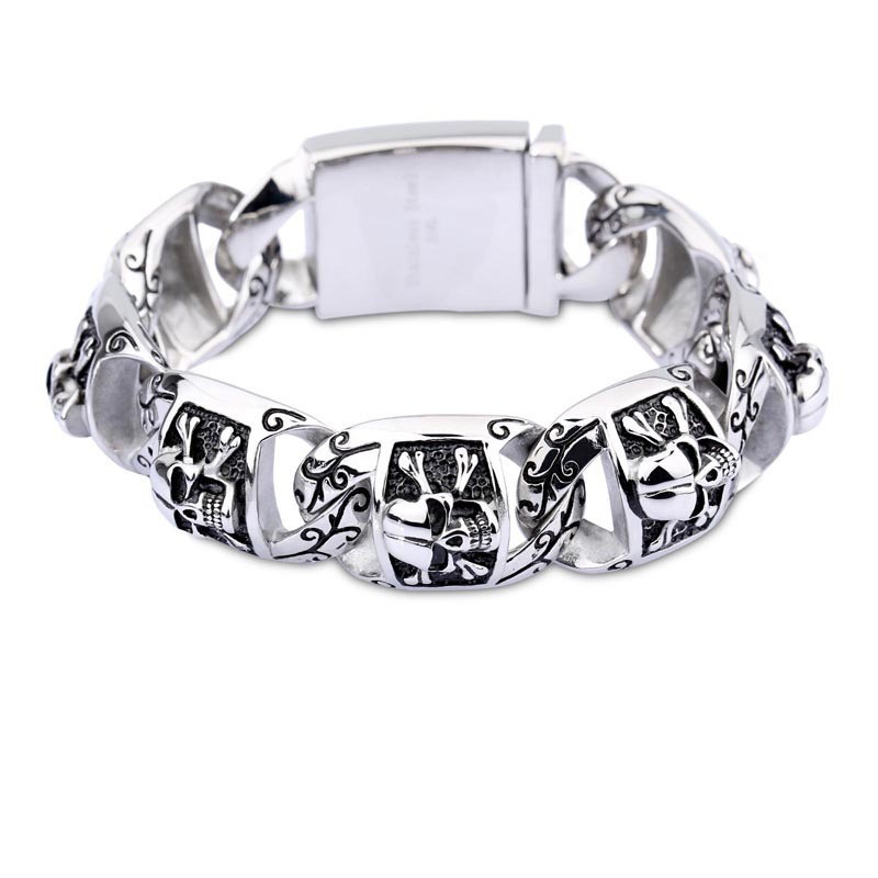 Hip-Hop Chic Armbånd Til Mænd Titanium Armbånd Tykk Sektion Kranie Smykker