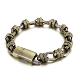 Vintage Bronze Oval Titanium Herrearmbånd