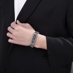 Moderigtigt Mønster Buet Mærke Titanium Herrearmbånd