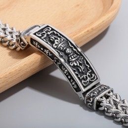 Moderigtigt Mønster Buet Mærke Titanium Herrearmbånd