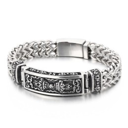 Moderigtigt Mønster Buet Mærke Titanium Herrearmbånd