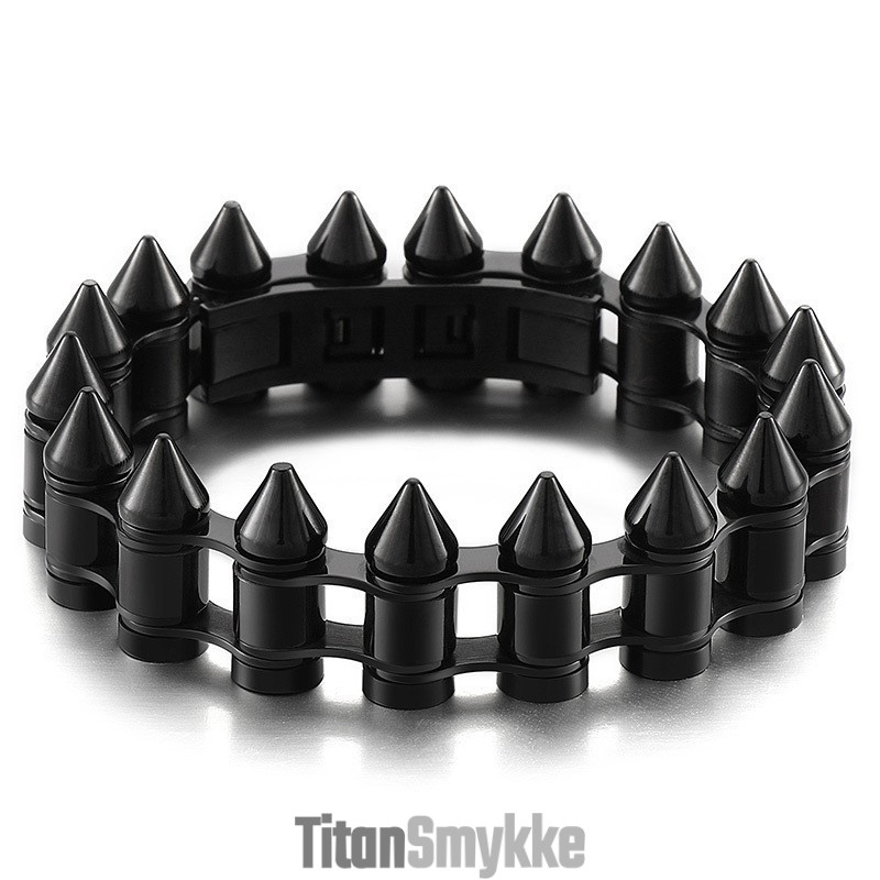 Moderigtigt Bullet Head Titanium Bikerarmbånd Til Herrer